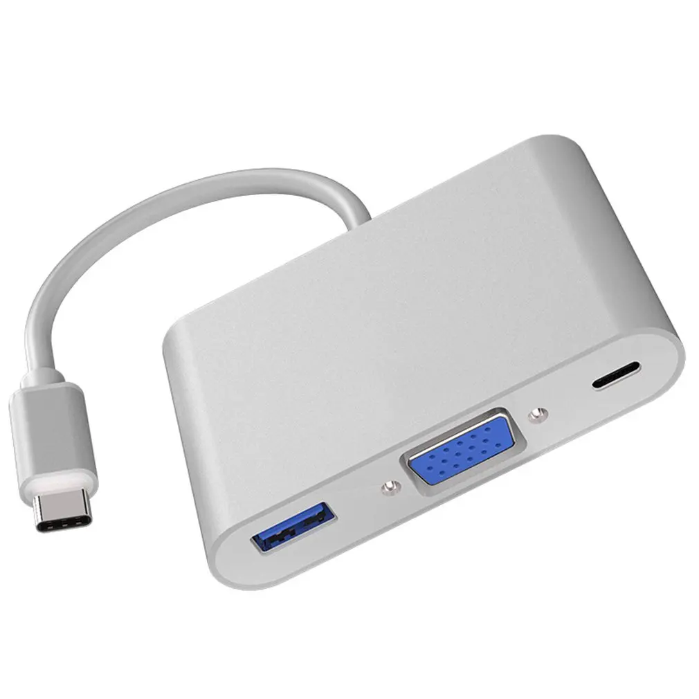 Тип-C адаптер 3-в-1 Thunderbolt 3,0 концентратор USB type C к HDMI VGA 3,5 мм разъем USB адаптер с Тип-C Мощность доставки