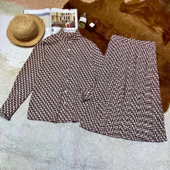 

Women Skirt Set Spring Print Blouse And Long Skirt Casual Suit Elegant 2 Piece Sets Women