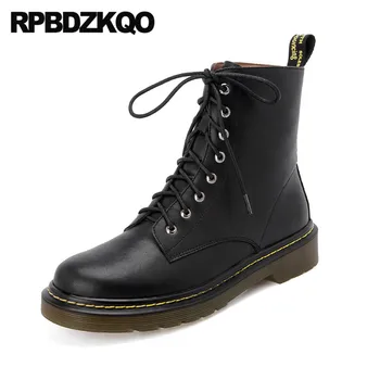 

combat military real leather designer shoes winter fur autumn booties black lace up genuine women ankle boots 2019 round toe