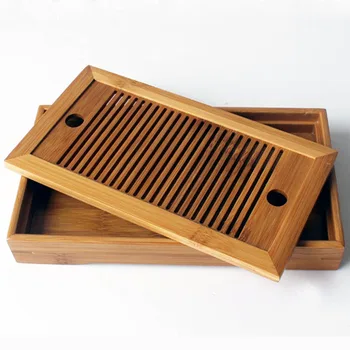 

Tcup Kung Fu Tea Set Bamboo Natural Wooden Tea Tray Rectangular Traditional Bamboo Puer Table Tea Drinking Tools Serving Tray