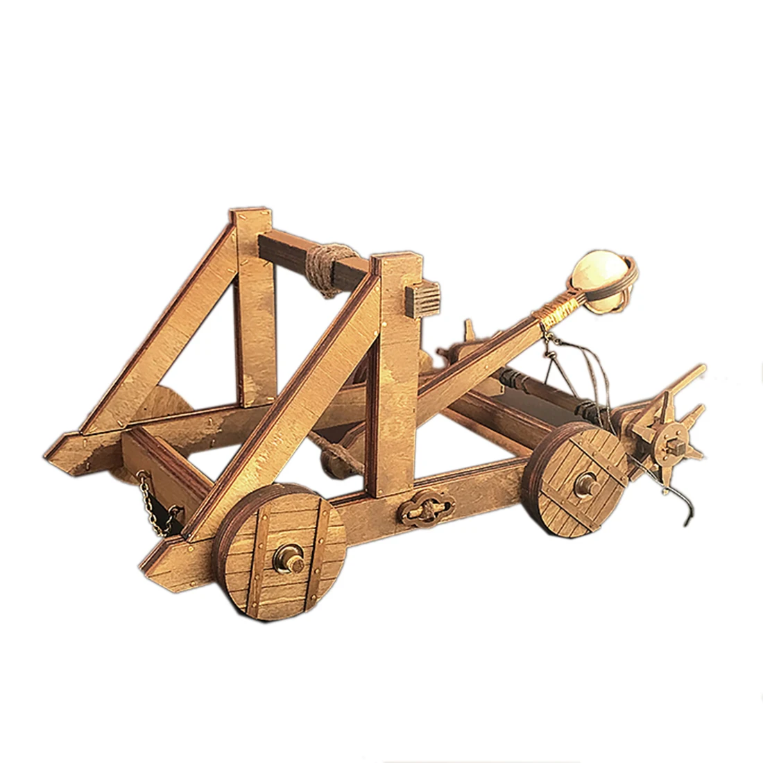 

DIY Ancient Chariot Model Siege Car Wooden 3D Puzzle Model Educational Toy Gift For Child Kid Adult -Torque Single Arm Trebuchet