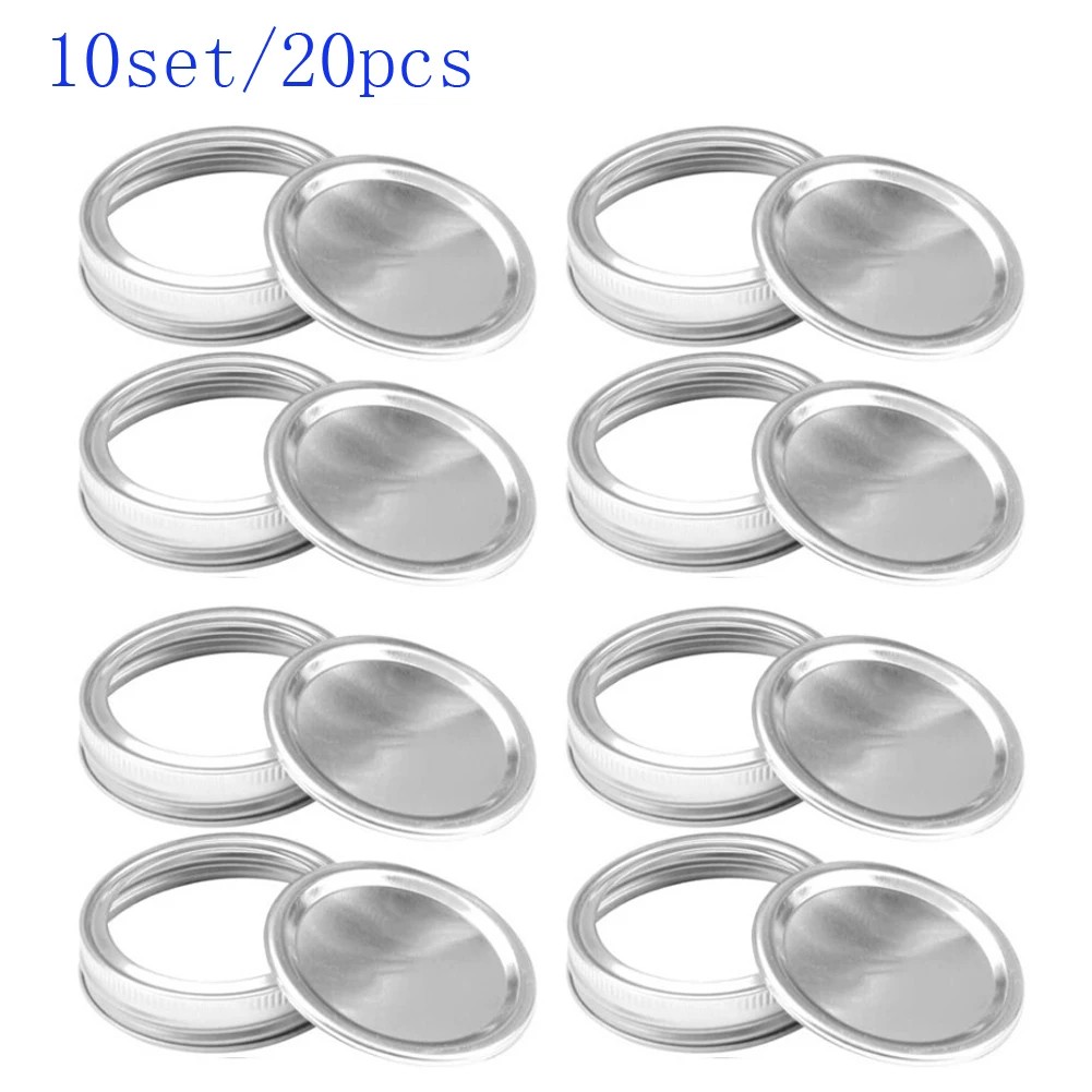 

70/86mm Regular Mouth Canning Lids Bands Split-Type Leak Proof for Mason Jar Canning Covers with Seal Rings