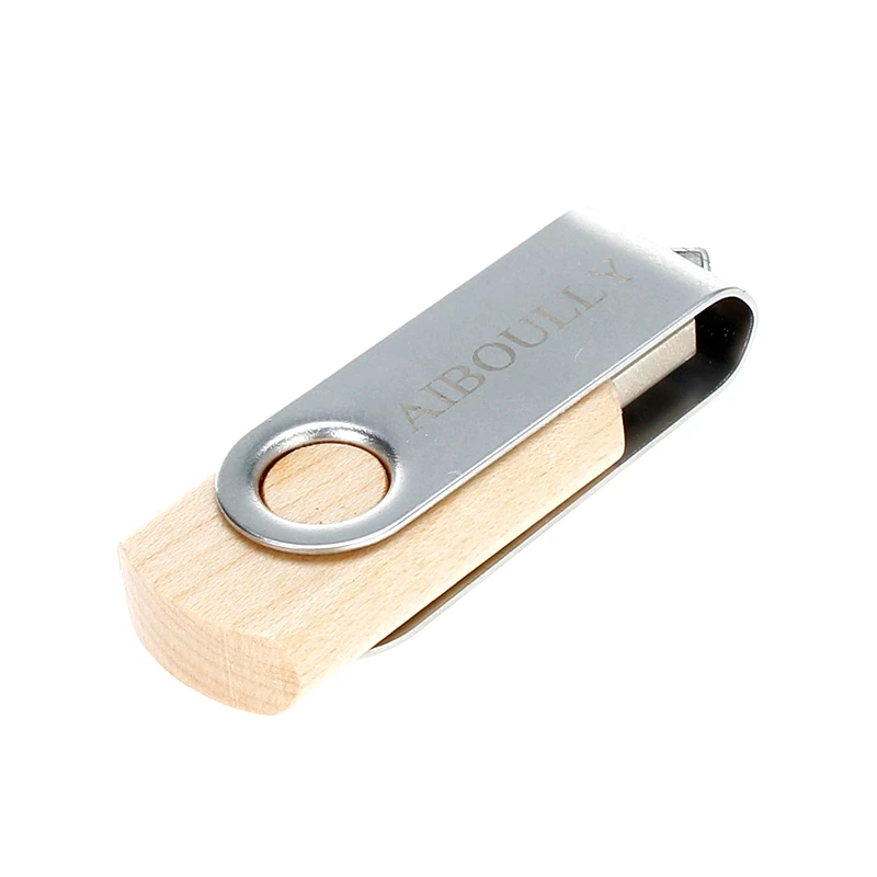 Деревянный вращающийся USB флеш-накопитель, usb карта памяти, 4 ГБ, 8 ГБ, 16 ГБ, флеш-накопитель, 32 ГБ, 64 ГБ, 128 ГБ, реальная емкость, флешка, бесплатный логотип на заказ - Цвет: Silver