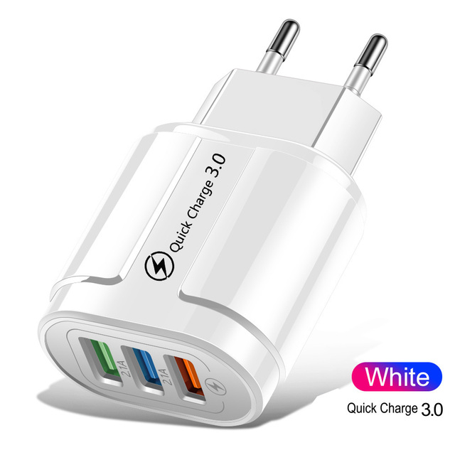 Quick Charge 3.0 Wall USB Charger 18W Fast Charging Adapter For iPhone Samsung Phone Tablets EU US 3 Port USB Chargers