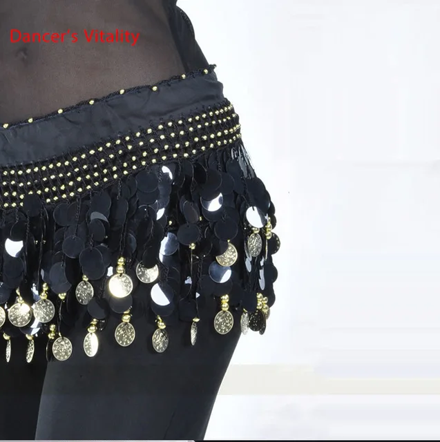 Belly dance belt costumes sequins tassel belly dance hip scarf for women belly dancing belts indain colors belt black