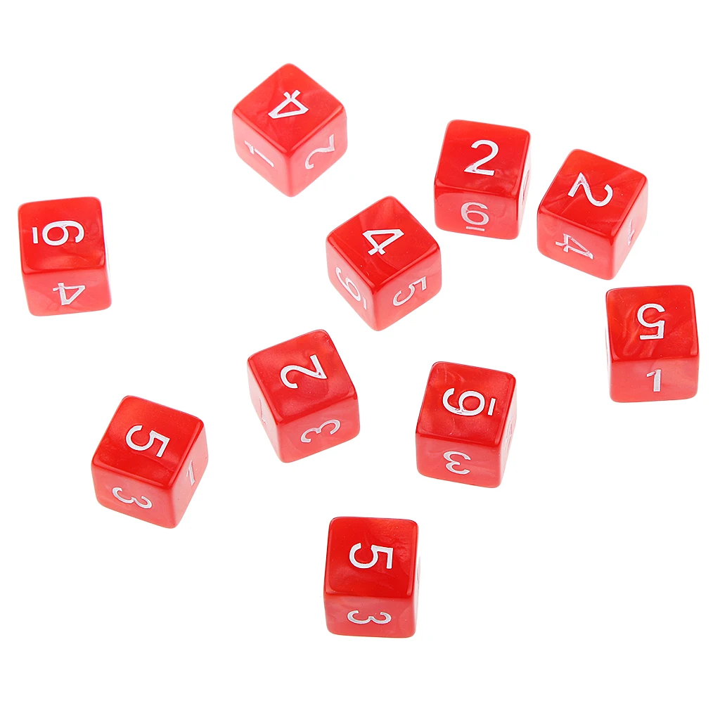 10 шт./компл. подземелья D&D ролевые игры многогранные D6 D10 D12 D20 кубики игры кубик для настольной игры вечерние азартные игры Кубики - Цвет: Red 16mm