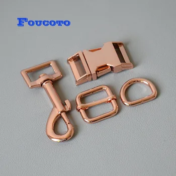 

200 sets/lot plated metal release buckles D rings 20mm for paracord puppy rope dog collar adjustable buckles DIY dog accessories