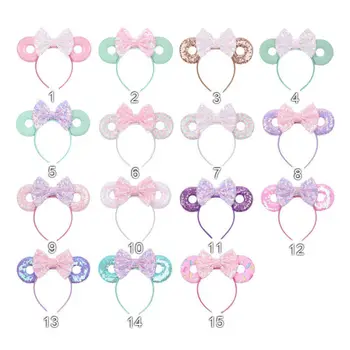 

Party Girls Kids Princess Headwear Sequin Hair Band Cartoon Ears Bow Knot Children Toddler Trip Park Headband Hair Accessories