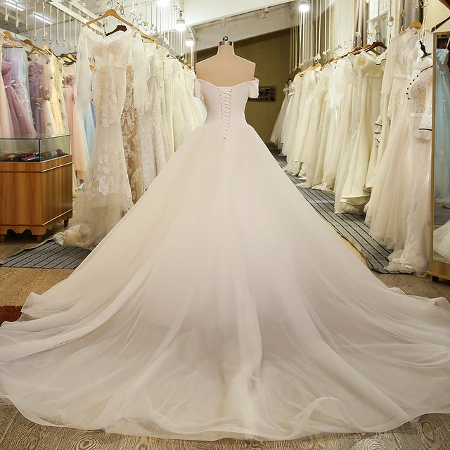 SL-5030 Princess Sample Bridal Dress Corset Ball Gown Short Sleeve Cheap Wedding Dress Made in China 2