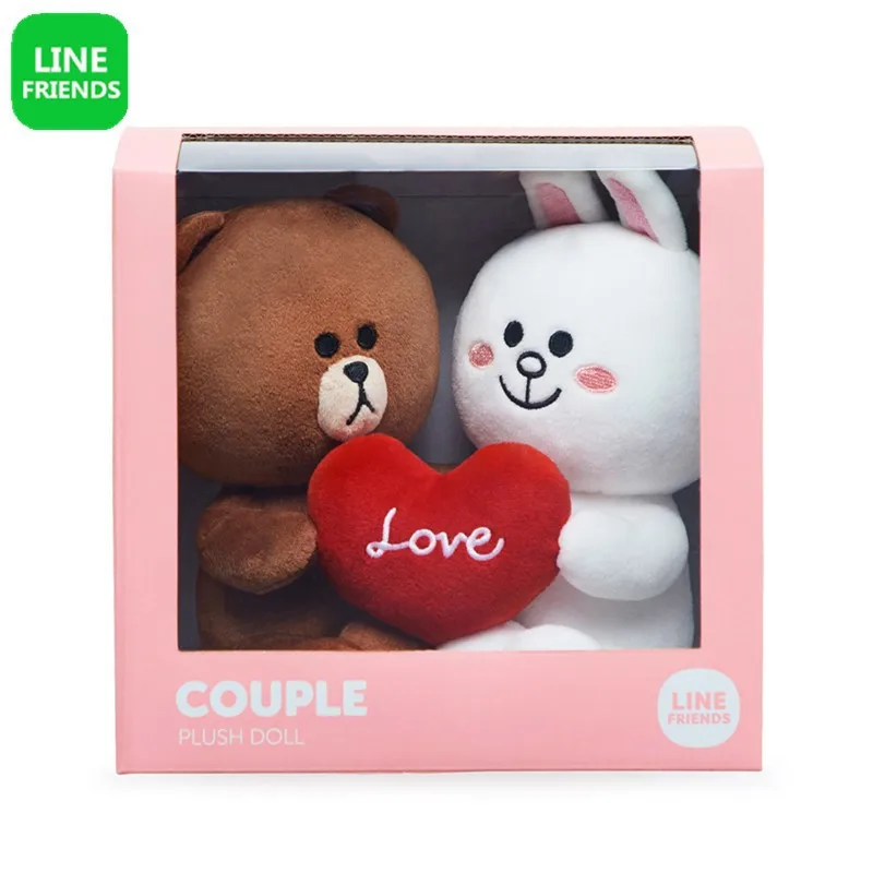 Line Friends Couple Brown Bear Keni Plush Doll Wedding Press Doll 