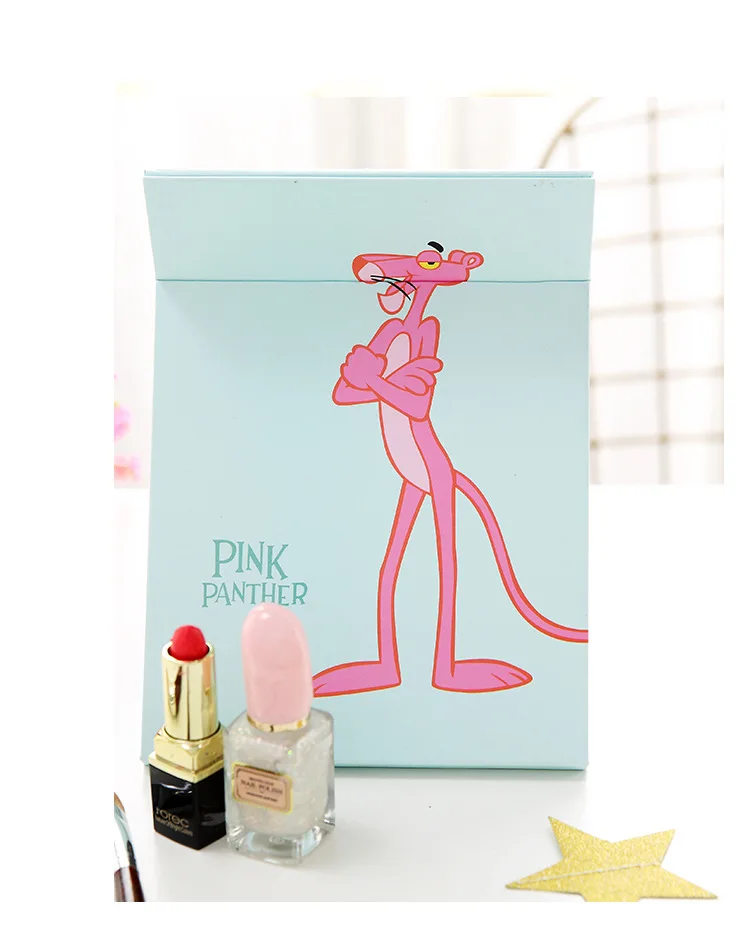 INS GIRL'S Heart Pink Panther Mirror Dormitory Desktop Folding Makeup Mirror Homegrown