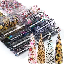 10 шт микс принт прозрачный Леопард гвоздь Фольга передачи клей ползунок татуировки Nail Art Наклейки для ногтей маникюр наконечник CH2001-1