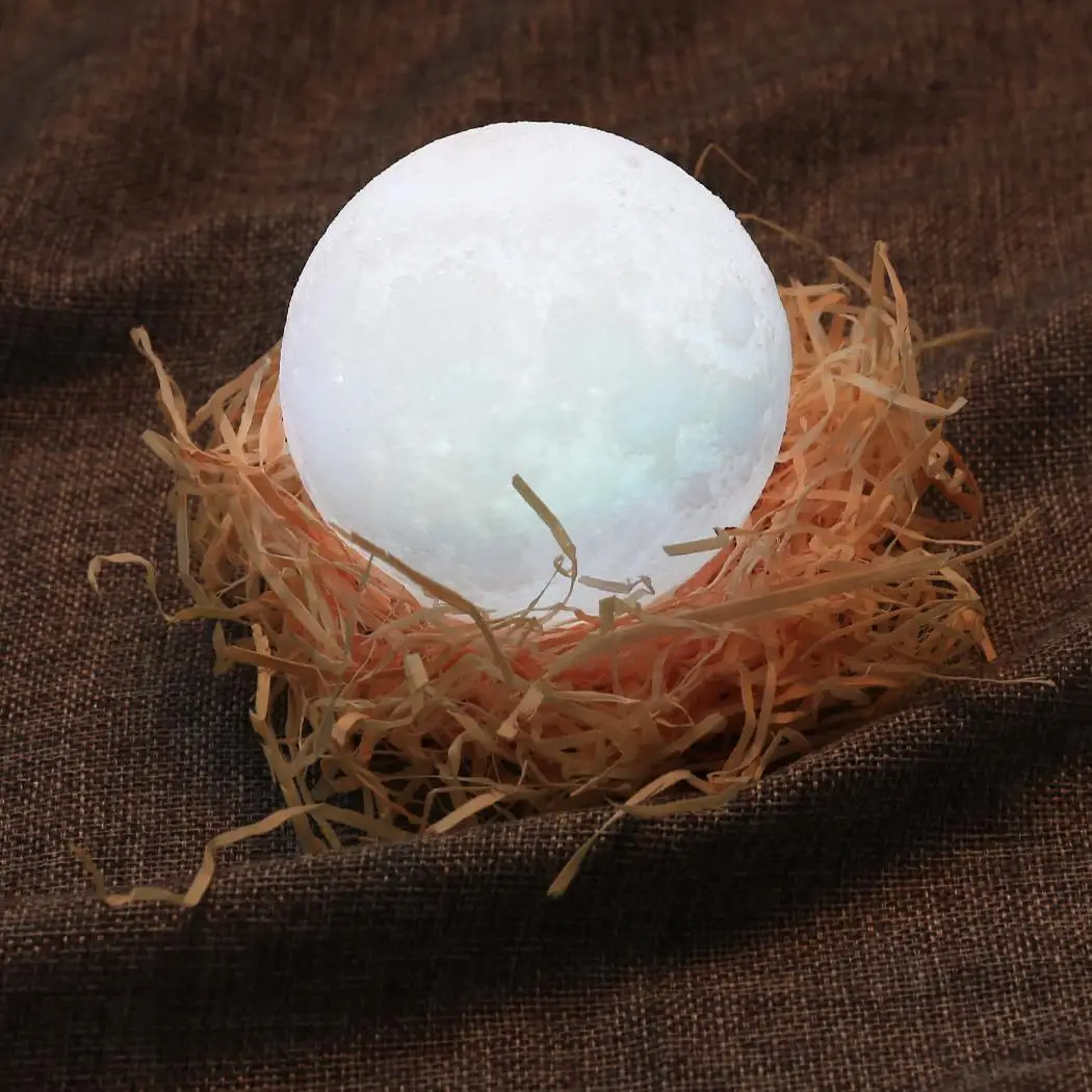 

3D Print Moon LED Lamp Touch Switch Brightness Adjustable with Wooden Stand 2 Lamp Types 3.1 Night light Inch