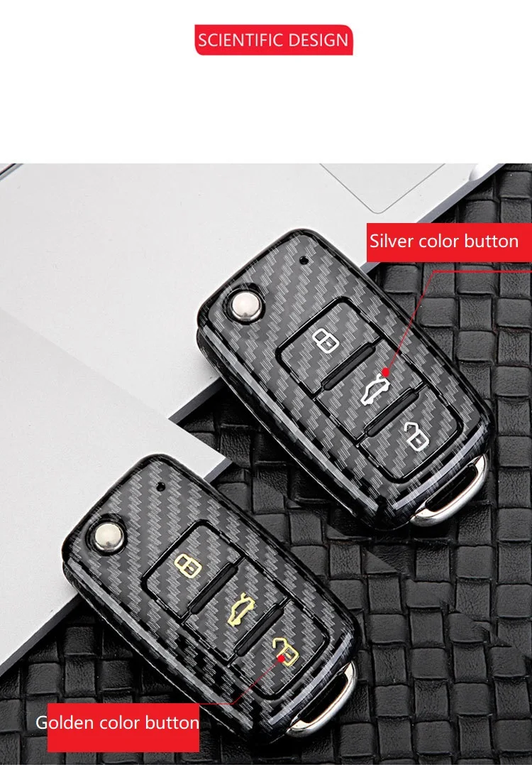 Глянцевый чехол для ключей из углеродного волокна ABS для Volkswagen Golf Bora POLO Passat для Skoda Octavia A5 Fabia сиденье Ibiza Leon