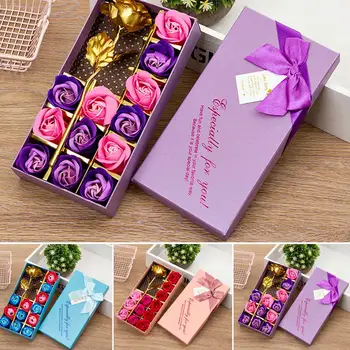 

12Pcs Romantic Artificial Flowers Head with Gift Box Simulation Rose Scented Soap Flower for Valentine Day Gift