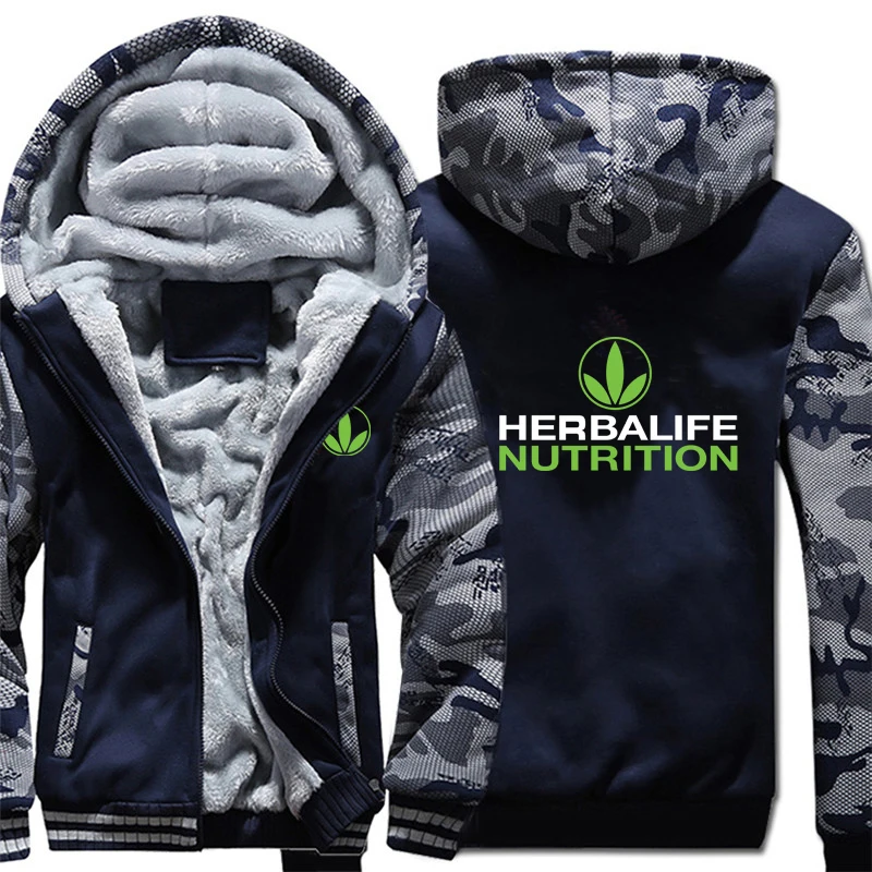 Herbalife Nutrition толстовка с логотипом, зимняя утепленная камуфляжная куртка на молнии с рукавами для мужчин и женщин, флисовая камуфляжная куртка с капюшоном, толстовка
