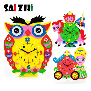 

Saizhi Diy 3D EVA Handmade Animal Learning Clock Puzzle Assembled Kits DIY Creative Educational Toys for Children Baby Gift Toy