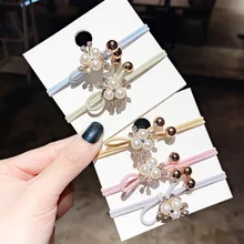 

5Pcs/Set Colorful Hot Lovely Hair Accessories Gift High Elastic Pearl Hair Rope Hair Tie Hair Ring Ponytail Holder Rubber Band