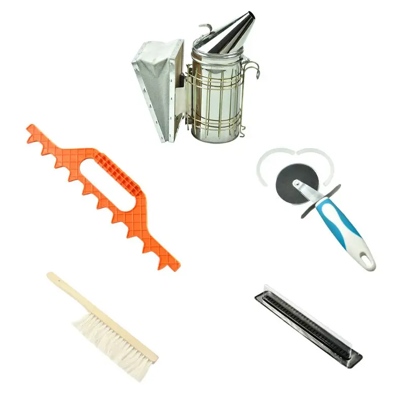 

Beekeeping supplies 5 Pcs Smoke Sprayer Bee Brush Needle Cutting Knife Duck Bill Feeder Nest Frame Clamping Scraper Set Tool