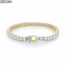 Мужской хип-хоп Теннисный браслет, AAA циркон, высокое качество, 5 мм, цепочка, CZ браслеты, хип-хоп ювелирные изделия, модные подарки, Прямая поставка