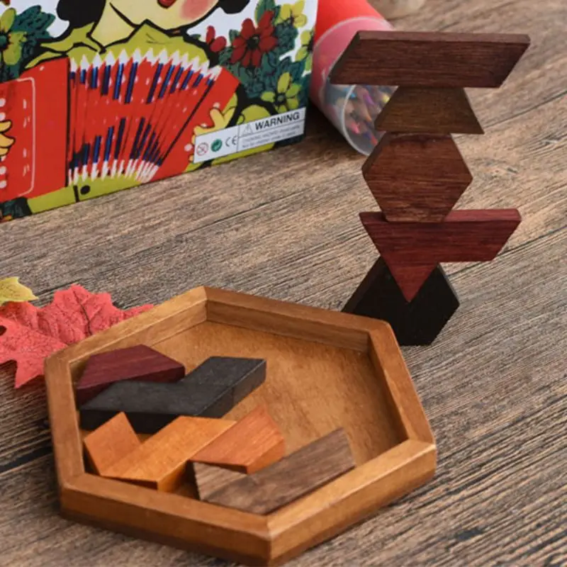 Деревянные Tangram красочные геометрические формы головоломки детские развивающие игрушки головоломки игрушки