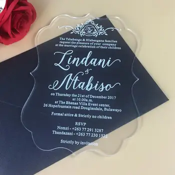 

65PCS/LOT Customized Acrylic Wedding Invitation Card Irregular Figure Sample Clean Grand Events Ceremony Supplies
