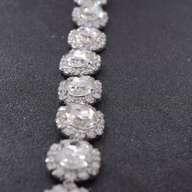 5yards top shiny 2cm crystal glass strass rhinestone trimming appliques for wedding dress belt applique sewing clothings patch