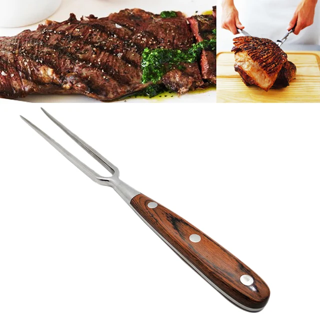 Hordozható Bbq Villák Főzés Kreatív Fa Fogantyú Grillvilla Faragóvilla Villa Barbecue Rozsdamentes Acél Grillszerszámok - Image 3