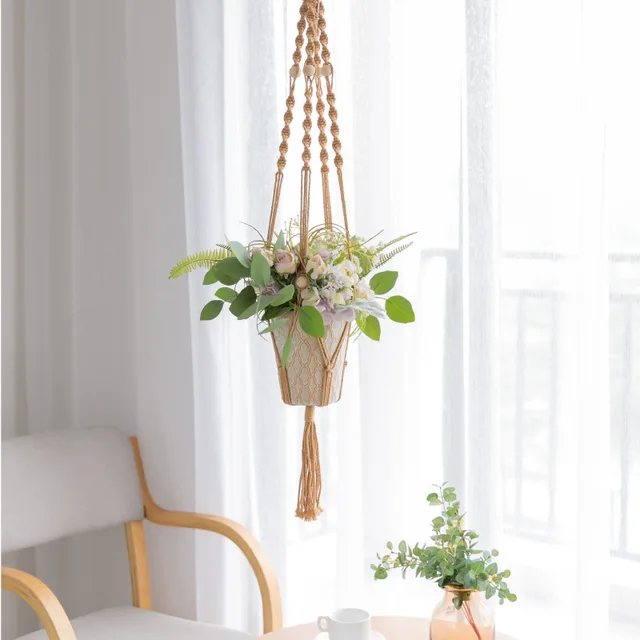 Hot sales 100% handmade macrame plant hanger flower /pot hanger for wall decoration countyard garden 4