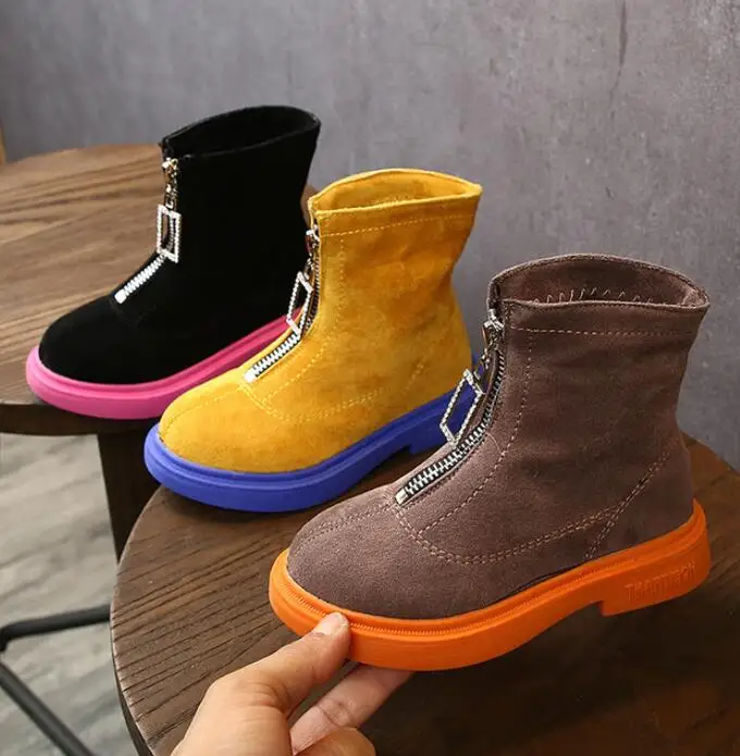 NEW Girls Leather Boots Boys Shoes Spring Autumn Leather Children Boots Fashion Toddler Kids Boots Warm Winter Boots