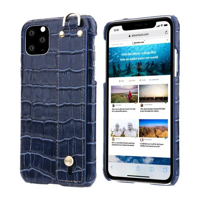 Модный чехол-браслет для Apple Iphone 11, роскошный чехол-накладка из натуральной кожи для Iphone 11, жесткий защитный чехол s - Цвет: Синий