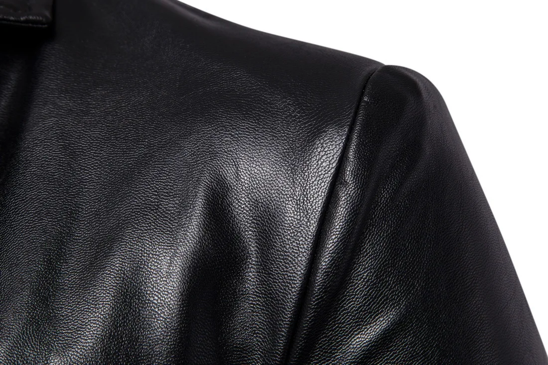 5XL размера плюс модная теплая кожаная куртка Мужская Флисовая приталенная мотоциклетная кожаная куртка черная облегающая мужская куртка