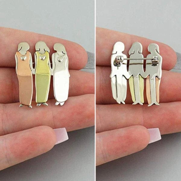 Друзья сестра брошь Сестринство Трехцветная брошь прочные металлические броши для девочек и женщин HG99