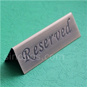 Stainless Steel Table Tent Reserved Sign, metal double sided buffet catering seats restaurant tag display stand bronze weighted - Цвет: bronze