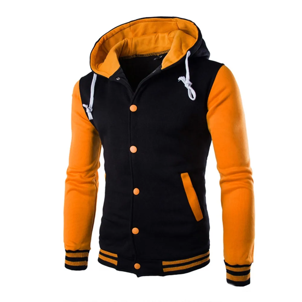 Newset Men Coat Jacket Outwear Winter Slim Hoodie Warm Hooded Tracksuits Stylish Fashion Design Bursting Drop Ship 2XL - Color: Yellow