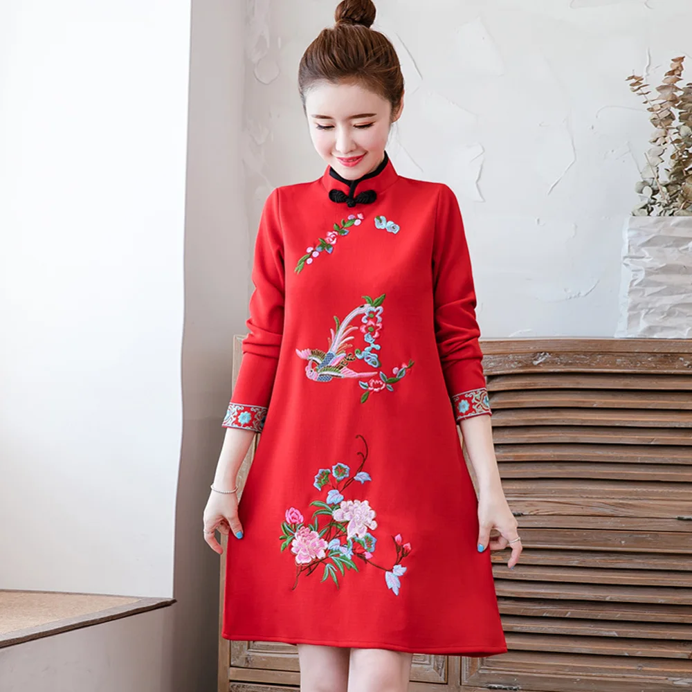 Размера плюс 5XL традиционное китайское вечерние платье для Для женщин год красное платье улучшить Cheongsam Qipao платье высокое качество вышивка - Цвет: 8891red