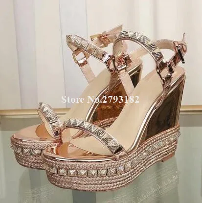 Brand Design Women Fashion Open Toe River Wedge Sandals Silver Black Gold  High Platform Wedges Formal Dress Heels Shoes - Women's Sandals - AliExpress