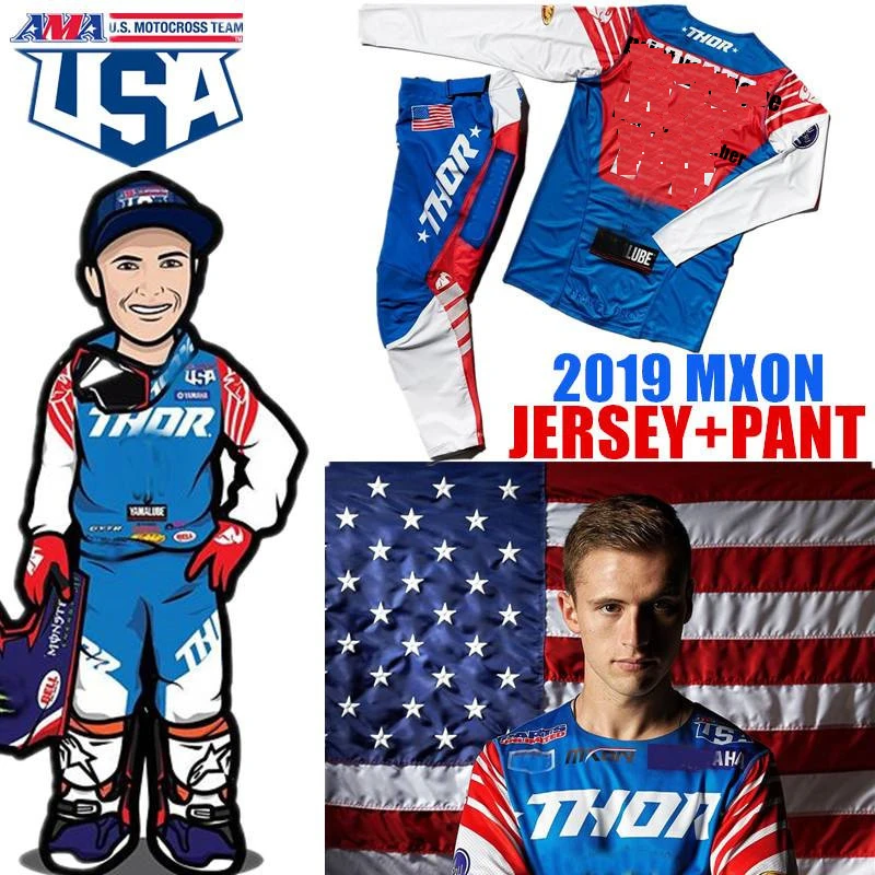 

2020 MXON USA Motocross Jersey and Pants Team racing Suit MX Gear Set Combo mtb ATV Off Road FLEXAIR motorbike clothing enduro