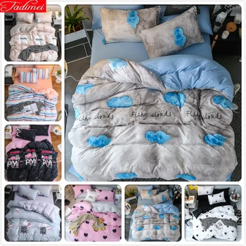 

2019 New Autumn Winter Soft Warm Duvet Cover 3/4 pcs Bedding Set Adult Kids Child Bed Linens Single Full Double Queen King Size