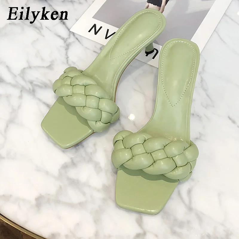 Eilyken/коричневые синие зеленые тапки из кожи ПУ женские уличные модные пикантные