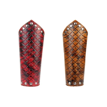 

Biker Wide PU Leather Net Shaped Arm Bracer Arm Gauntlet Wristband Cuff Adjustable Arm Guard Protects Arm from Hurt Keeps Warm