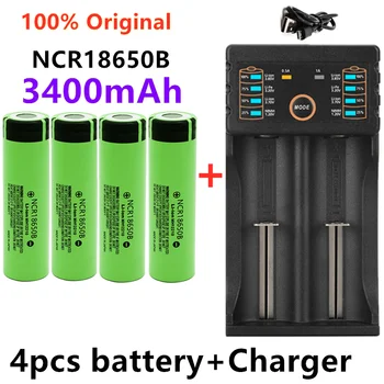

2020 100% new NCR18650B 3.7V 3400mAh 18650 lithium rechargeable battery for Panasonic flashlight batteries and USB+ charger