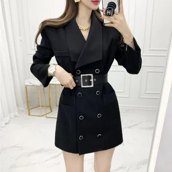 

Suit Jacket Spring and Autumn New Simple Temperament Hepburn Blazer Dress Slim Long Blazer Office Ladies Outerwear Coat r110