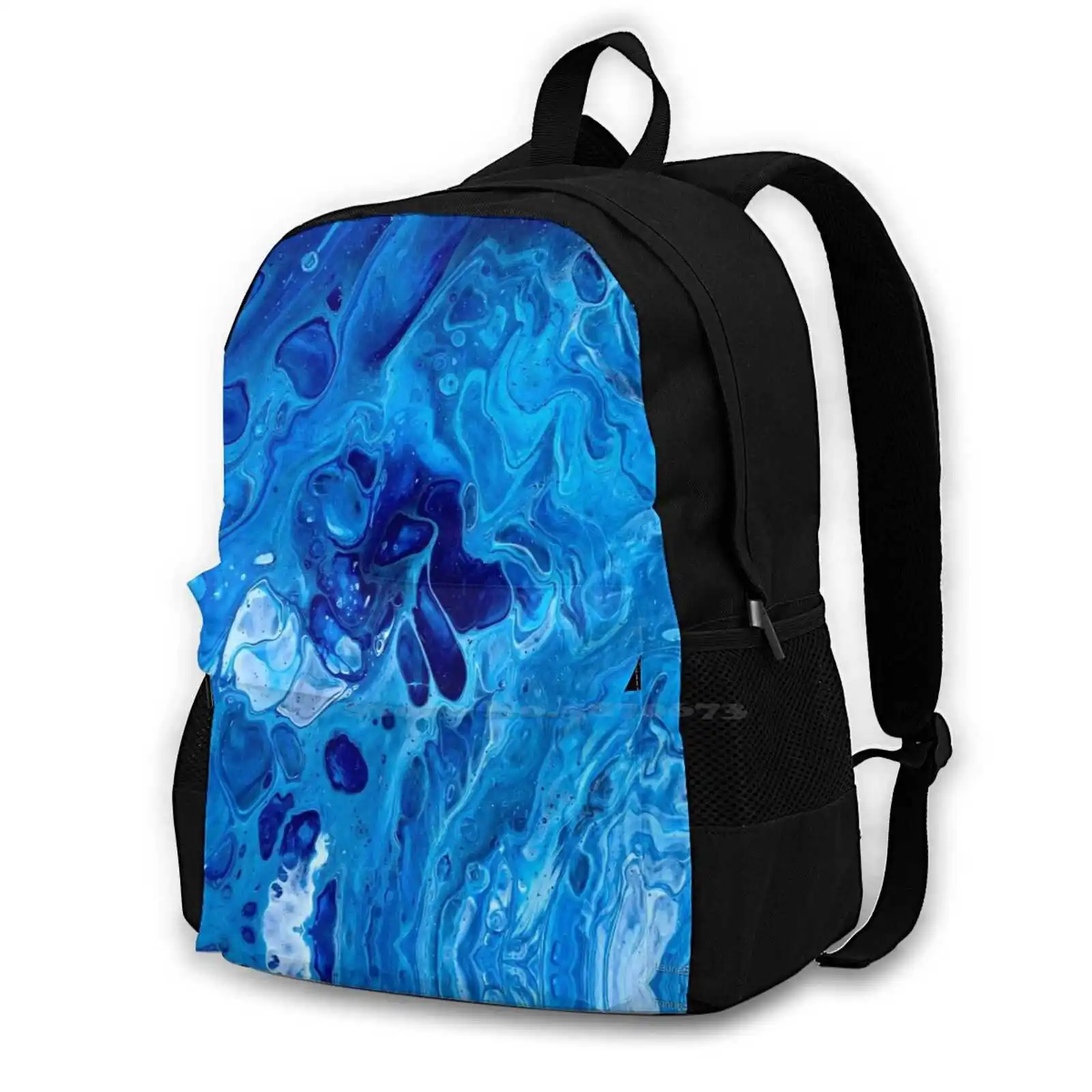 Zaino Lava Blu Per Borsa Da Viaggio Per Laptop Scuola Studente Blue Lava Blue Sea Ocean Pittura Acrilica Astratta Lava D'Acqua Acrilica