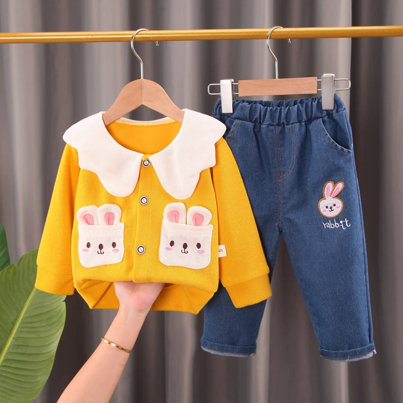 

DIIMUU Baby Girls Clothing Sets 2pcs Tops Shirts + Pants Children Wear Casual Cotton Long Sleeve Autumn Cartoon Outfits Suits
