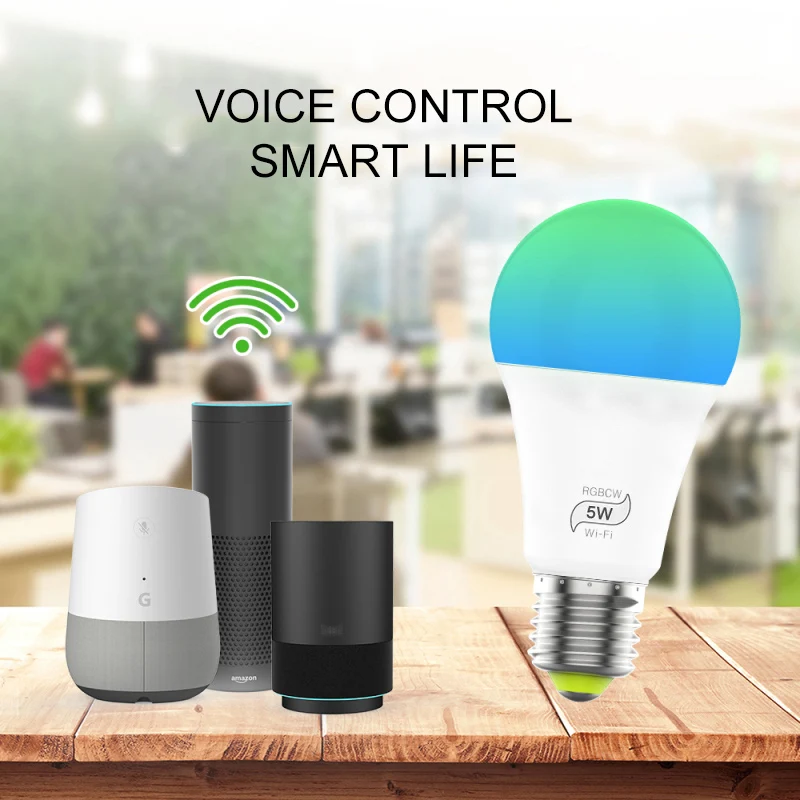 Умная лампа с регулируемой яркостью 5 Вт, Wi-Fi, Alexa, Google Assistant, голосовое управление, светодиодный светильник, пробуждение, умный Ночной светильник, музыкальный светильник, Новинка
