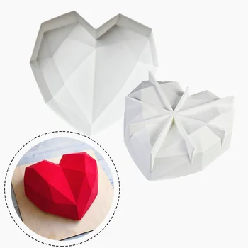 

3D Heart Shape Diamond Love Chocolate Moulds Candy Silicone Cake Mold For Wedding Baking Sponge Chiffon Mousse Dessert Molds