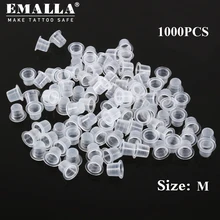 1000 шт., 11 мм, средний размер, Пластиковые чернила для татуировки, чашки для перманентного макияжа, пигментные контейнеры, колпачки, одноразовые держатели, аксессуары для татуировки