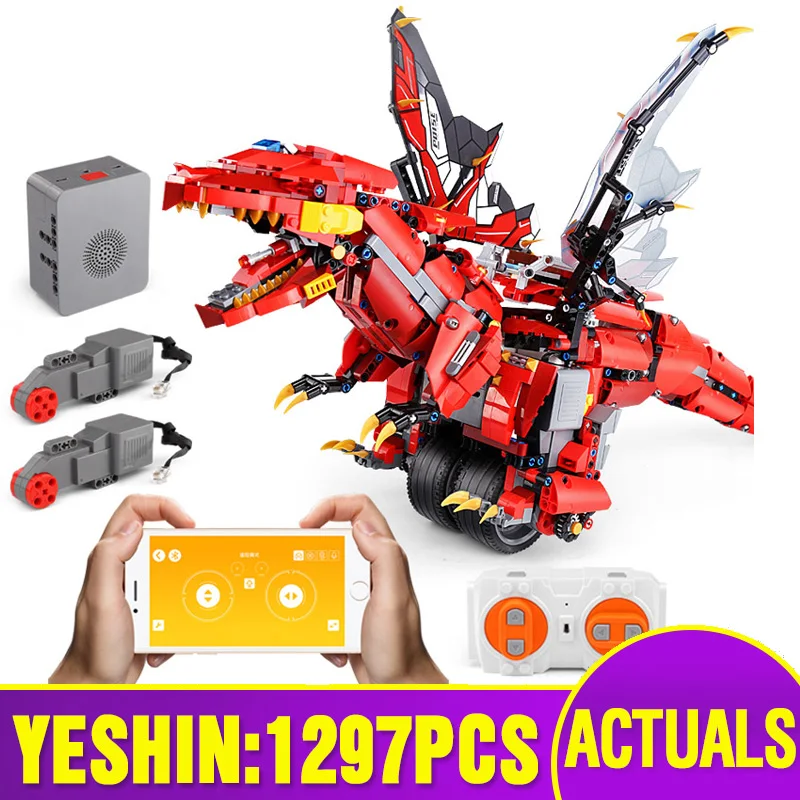 Yeshin App управляемые игрушки со звуком музыки совместимы с 70612 Mecha Dragon набор строительных блоков Кирпичи в сборе детские игрушки подарки