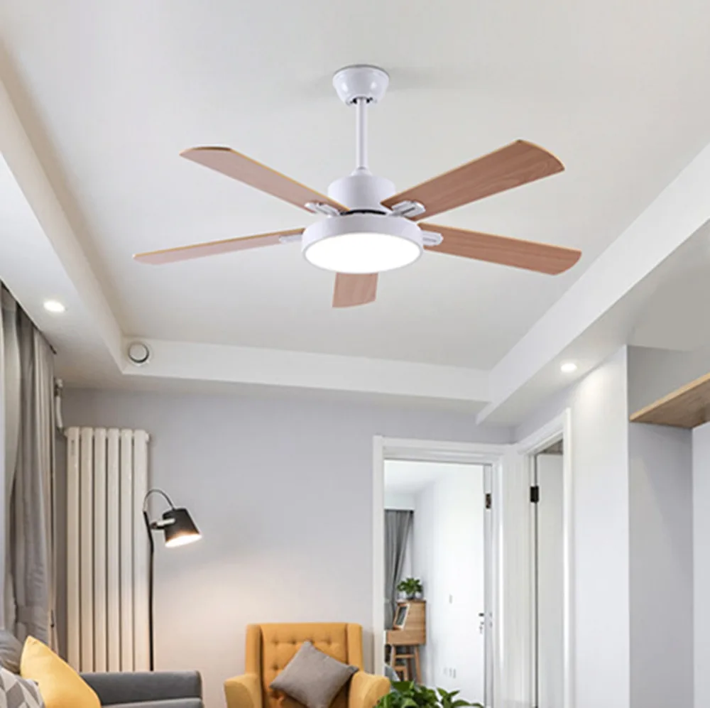 

52 Inch Ceiling Fans 5 Blades Inverter wooden retro remote control ceiling fan creative wood 24w 220v